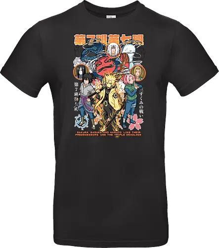 Team 7 - anime, village, attack, anime battle art, ninja determination, shonen anime, anime power, ninja style, anime fan design, manga inspired art - Standard T-Shirt