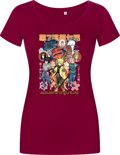 Team 7 - anime, village, attack, anime battle art, ninja determination, shonen anime, anime power, ninja style, anime fan design, manga inspired art - Damen T-Shirt