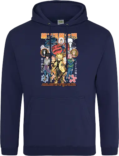 Team 7 - anime, village, attack, anime battle art, ninja determination, shonen anime, anime power, ninja style, anime fan design, manga inspired art - Standard Hoodie