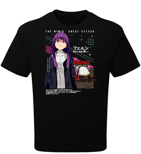 Fern & Frieren - fern frieren, apprentice mage, calm anime girl, magic student, fantasy anime girl, soft spoken anime, elf companion, anime fantasy world, gentle anime art, anime aesthetic style - Oversize T-Shirt