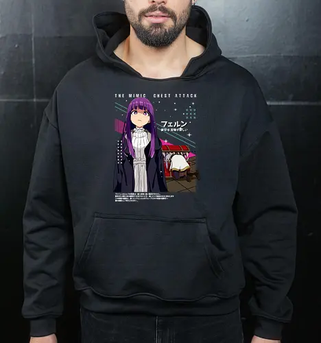 Fern & Frieren - fern frieren, apprentice mage, calm anime girl, magic student, fantasy anime girl, soft spoken anime, elf companion, anime fantasy world, gentle anime art, anime aesthetic style - Cropped Hoodie