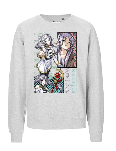 Frieren - frieren cute, chibi frieren, kawaii anime elf, pastel anime style, cute fantasy anime, soft anime art, cozy anime, anime slice of life, elf girl anime, anime kawaii design - Fairtrade Sweatshirt