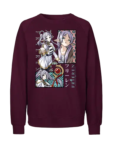 Frieren - frieren cute, chibi frieren, kawaii anime elf, pastel anime style, cute fantasy anime, soft anime art, cozy anime, anime slice of life, elf girl anime, anime kawaii design - Fairtrade Sweatshirt