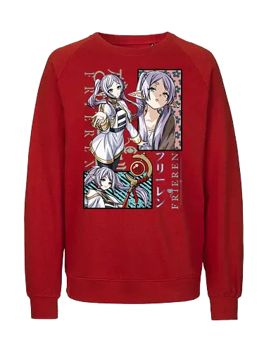Frieren - frieren cute, chibi frieren, kawaii anime elf, pastel anime style, cute fantasy anime, soft anime art, cozy anime, anime slice of life, elf girl anime, anime kawaii design - Fairtrade Sweatshirt