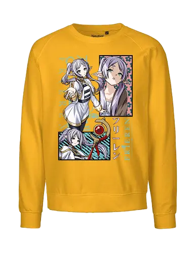 Frieren - frieren cute, chibi frieren, kawaii anime elf, pastel anime style, cute fantasy anime, soft anime art, cozy anime, anime slice of life, elf girl anime, anime kawaii design - Fairtrade Sweatshirt