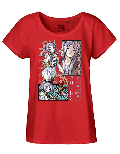 Frieren - frieren cute, chibi frieren, kawaii anime elf, pastel anime style, cute fantasy anime, soft anime art, cozy anime, anime slice of life, elf girl anime, anime kawaii design - Fairtrade Girl Shirt