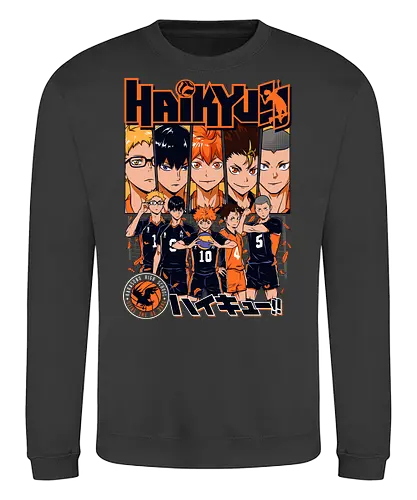 Karasuno - karasuno high, fly high volleyball, crow team, anime volleyball, shonen sports anime, high school volleyball, anime sports art, volleyball team spirit, anime athlete, manga sports design - Sweatshirt