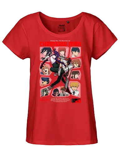 Reze Arc Film Chainsaw - bomb devil, explosive anime fight, chainsaw battle, anime destruction, shonen chaos, violent anime art, manga action scene, dark shonen power, anime combat design, brutal anime style - Fairtrade Girl Shirt