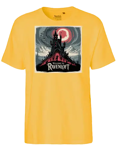 Welcome to Ravenloft - dungeons, dragons, Pen and Paper, ravenloft, barovia, strahd, forgotten realms, baldurs gate, dungeon master, lotr, dark vampire, d20 dice, warlock class, character rpg, pathfinder rpg, vampire the masquerade, got - Fairtrade T-Shirt
