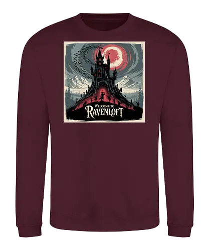 Welcome to Ravenloft - dungeons, dragons, Pen and Paper, ravenloft, barovia, strahd, forgotten realms, baldurs gate, dungeon master, lotr, dark vampire, d20 dice, warlock class, character rpg, pathfinder rpg, vampire the masquerade, got - Sweatshirt