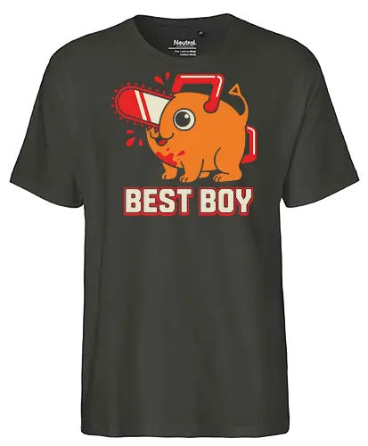 Best Boy Pochita Chainsaw Devil Cute - best boy shirt, pochita t-shirt, chainsaw devil graphic tee, cute anime dog apparel, chainsaw man fan art, orange devil pup shirt, minimalist anime streetwear, denji's companion clothing, supernatural hunter t-shirt, blood splatter anime design, kawai devil hunter merch, dark fantasy manga top, pochita vector art, anime pet t-shirt, retro anime typography, loyal devil friend gift, shonen jump apparel, iconic anime mascot shirt, edgy cute streetwear - Fairtrade T-Shirt