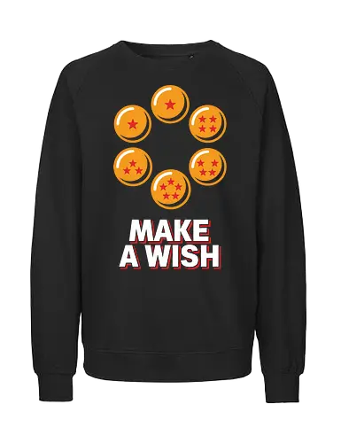 Make a Wish Eternal Dragon Orbs Retro Anime - make a wish shirt, dragon orbs t-shirt, orange crystal ball graphic tee, shonen anime apparel, eternal dragon fan art, 90s anime nostalgia clothing, star orb t-shirt, martial arts anime streetwear, anime gift for men, minimalist anime design, orange and red graphic shirt, power of the dragon top, geek culture fashion, iconic anime symbol shirt, mystical orbs graphic, quest for the dragon art, bold typography anime tee, vintage anime style top, superhero anime merch - Fairtrade Sweatshirt