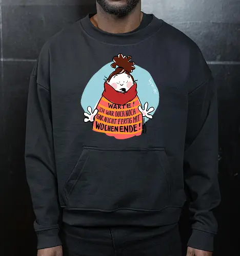 Warte! - Ringelpullisprüche, Ringeldinger, streifenweise, Spruch, Weisheit, Motivation, Ringelpulli, SprücheShirt, Cartoon Illustration, Statement, Handgezeichnet, Humor, Selbstironie, Streifenpulli, Spruchshirt, deutsch - Cropped Sweatshirt