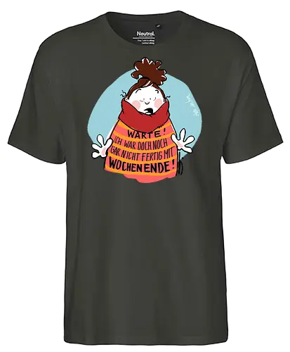 Warte! - Ringelpullisprüche, Ringeldinger, streifenweise, Spruch, Weisheit, Motivation, Ringelpulli, SprücheShirt, Cartoon Illustration, Statement, Handgezeichnet, Humor, Selbstironie, Streifenpulli, Spruchshirt, deutsch - Fairtrade T-Shirt