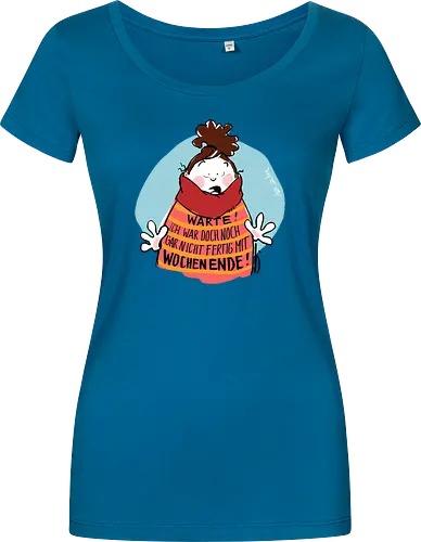 Warte! - Ringelpullisprüche, Ringeldinger, streifenweise, Spruch, Weisheit, Motivation, Ringelpulli, SprücheShirt, Cartoon Illustration, Statement, Handgezeichnet, Humor, Selbstironie, Streifenpulli, Spruchshirt, deutsch - Damen T-Shirt