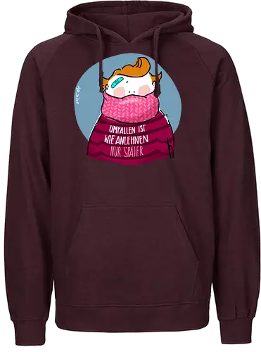 Umfallen ist wie Anlehnen... - Ringelpullisprüche, Ringeldinger, streifenweise, Spruch, Weisheit, Motivation, Ringelpulli, SprücheShirt, Cartoon Illustration, Statement, Handgezeichnet, Humor, Selbstironie, Streifenpulli, Spruchshirt, deutsch - Fairtrade Hoodie
