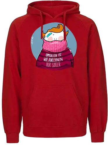 Umfallen ist wie Anlehnen... - Ringelpullisprüche, Ringeldinger, streifenweise, Spruch, Weisheit, Motivation, Ringelpulli, SprücheShirt, Cartoon Illustration, Statement, Handgezeichnet, Humor, Selbstironie, Streifenpulli, Spruchshirt, deutsch - Fairtrade Hoodie