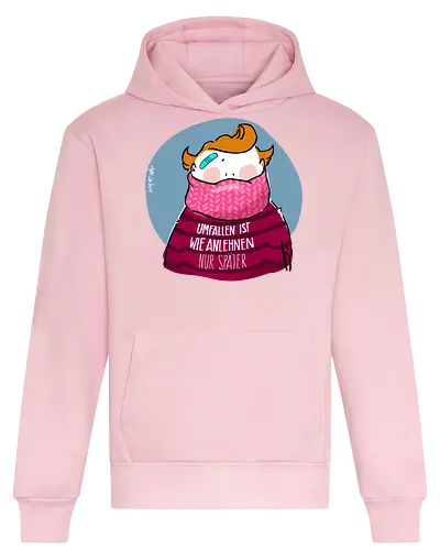 Umfallen ist wie Anlehnen... - Ringelpullisprüche, Ringeldinger, streifenweise, Spruch, Weisheit, Motivation, Ringelpulli, SprücheShirt, Cartoon Illustration, Statement, Handgezeichnet, Humor, Selbstironie, Streifenpulli, Spruchshirt, deutsch - Heavyweight Hoodie