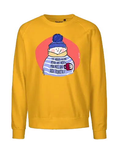 Tee kochen... - Ringelpullisprüche, Ringeldinger, streifenweise, Spruch, Weisheit, Motivation, Ringelpulli, SprücheShirt, Cartoon Illustration, Statement, Handgezeichnet, Humor, Selbstironie, Streifenpulli, Spruchshirt, deutsch - Fairtrade Sweatshirt