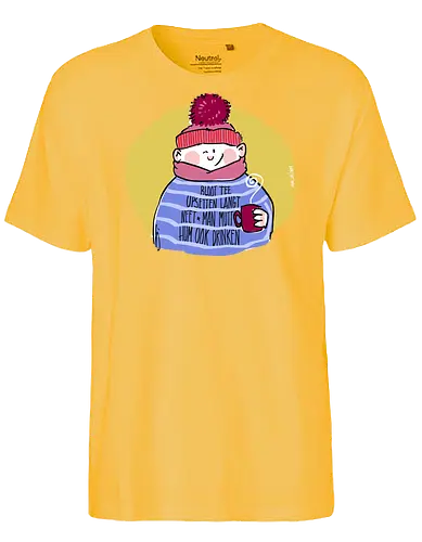 Tee upsetten... - Ringelpullisprüche, Ringeldinger, streifenweise, Spruch, Weisheit, Motivation, Ringelpulli, SprücheShirt, Cartoon Illustration, platt, oppplatt, plattdeutsch, Tee, Statement, Handgezeichnet, Humor, Selbstironie, Streifenpulli, Spruchshirt, deutsch - Fairtrade T-Shirt