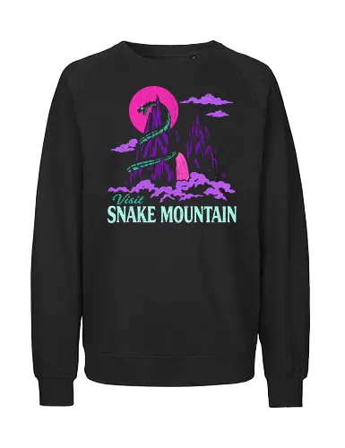Visit Serpent Peak Retro Fantasy - 80s, 90s, adventure, cartoons, fantasy, geek, horror, mountain, nostalgia, retro, skull, snake, sword, travel, vintage - Fairtrade Sweatshirt
