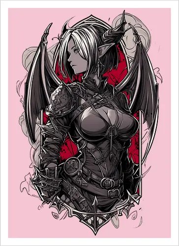 tiefling girl - dungeons, dragons, tiefling girl, warlock class, vecna, rogue class, fantasy rpg, pathfinder rpg, geek gift, larp, fantasy art, nerd girl, dungeon master, d20 dice, critical hit, critical role - Kunstdruck