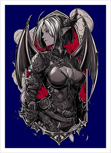 tiefling girl - dungeons, dragons, tiefling girl, warlock class, vecna, rogue class, fantasy rpg, pathfinder rpg, geek gift, larp, fantasy art, nerd girl, dungeon master, d20 dice, critical hit, critical role - Kunstdruck