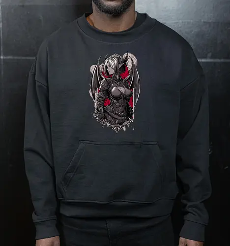tiefling girl - dungeons, dragons, tiefling girl, warlock class, vecna, rogue class, fantasy rpg, pathfinder rpg, geek gift, larp, fantasy art, nerd girl, dungeon master, d20 dice, critical hit, critical role - Cropped Sweatshirt