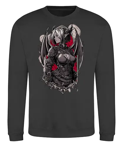 tiefling girl - dungeons, dragons, tiefling girl, warlock class, vecna, rogue class, fantasy rpg, pathfinder rpg, geek gift, larp, fantasy art, nerd girl, dungeon master, d20 dice, critical hit, critical role - Sweatshirt