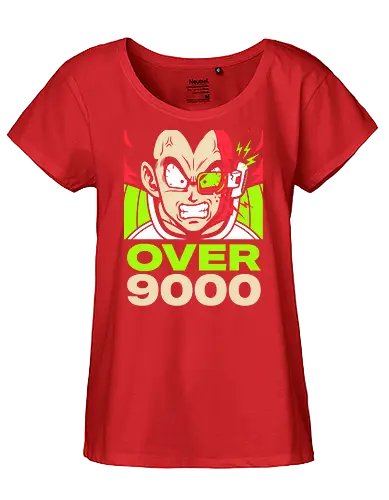Over 9000 - vintage anime style top, power level scouter gear, galactic warrior apparel, over 9000 shirt, power level t-shirt, saiyan prince graphic tee, shattered scouter apparel, retro anime battle design, shonen jump nostalgia clothing, electric green anime top, its over 9000 shirt, vegeta inspired merch, training to go super t-shirt, japanese pop culture streetwear, scouter breaking art, high intensity anime graphic, gym motivation anime shirt, iconic anime meme clothing, legendary warrior t-shirt - Fairtrade Girl Shirt