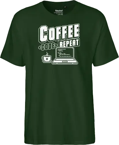 Coffee Code Repeat  - laptop, notebook, math, Coffee, Code, Repeat, meme, internet, STEM, STEAM, programming, coding, science, technology, engineering, mathematics, computer - Fairtrade T-Shirt