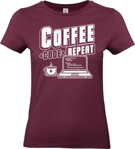 Coffee Code Repeat  - laptop, notebook, math, Coffee, Code, Repeat, meme, internet, STEM, STEAM, programming, coding, science, technology, engineering, mathematics, computer - Standard T-Shirt (Frauen)