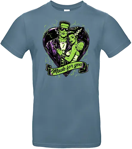 Frankenstein Monster Love - Science Fiction, Science, Halloween, Frankenstein, Bride Of Frankenstein, Bride, Cool, Couple, Love, Monsters, Monster, Spooky, Classic Horror, Horror, Gothic Horror, Folk Horror, Movies, Movie, Classic, Cult Classic, Creepy, Scary, Valentine's Day, Valentines Day, Valentines, Valentine - Standard T-Shirt