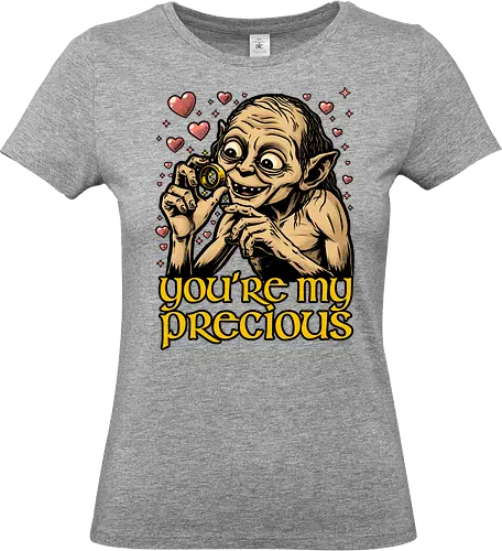 Love is Precious - Valentine's Day, Valentine, Valentines Day, Valentines, Heart, Love, Romance, Romantic, Movie, Classic Movie, Book, Books, Adventure, Fantasy, Medieval, Vintage, Retro, Retro Vintage, Magic, Magical Creatures, Magical, Gold, Golden, Ring, Precious - Standard T-Shirt (Frauen)
