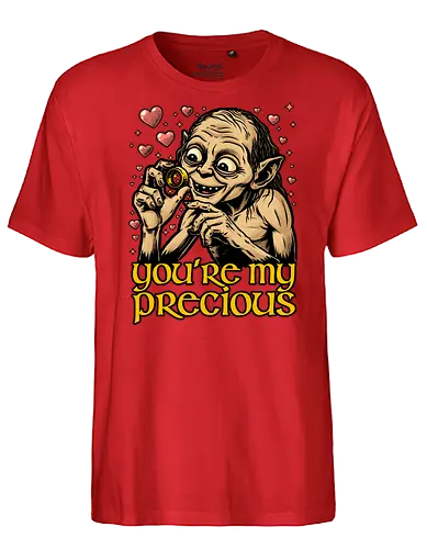 Love is Precious - Valentine's Day, Valentine, Valentines Day, Valentines, Heart, Love, Romance, Romantic, Movie, Classic Movie, Book, Books, Adventure, Fantasy, Medieval, Vintage, Retro, Retro Vintage, Magic, Magical Creatures, Magical, Gold, Golden, Ring, Precious - Fairtrade T-Shirt