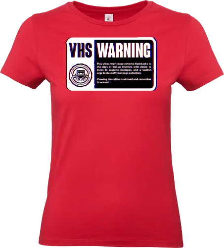 VHS Nostalgia Warning  - joke, fun, movie, vhs, nostalgia, retro, vintage, pixel art, funny, old, cool, computer, pc, meme - Standard T-Shirt (Frauen)