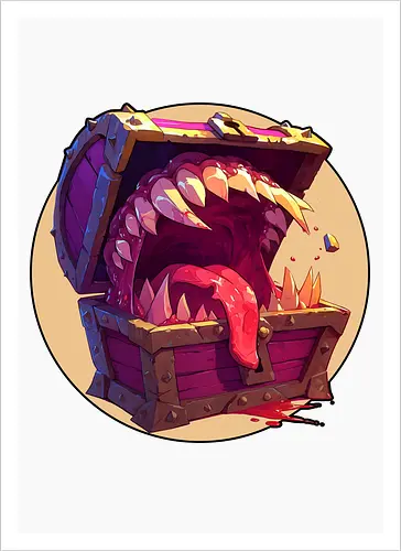 The Mimic - dungeon master, dungeons, dragons, mimic, monster manual, Pen and Paper, fantasy rpg, pathfinder rpg, critical hit, critical role, vecna, fire ball, ravenloft - Kunstdruck