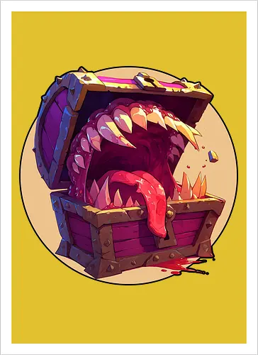 The Mimic - dungeon master, dungeons, dragons, mimic, monster manual, Pen and Paper, fantasy rpg, pathfinder rpg, critical hit, critical role, vecna, fire ball, ravenloft - Kunstdruck