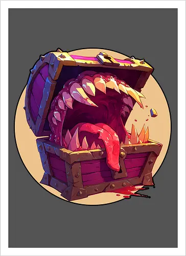 The Mimic - dungeon master, dungeons, dragons, mimic, monster manual, Pen and Paper, fantasy rpg, pathfinder rpg, critical hit, critical role, vecna, fire ball, ravenloft - Kunstdruck