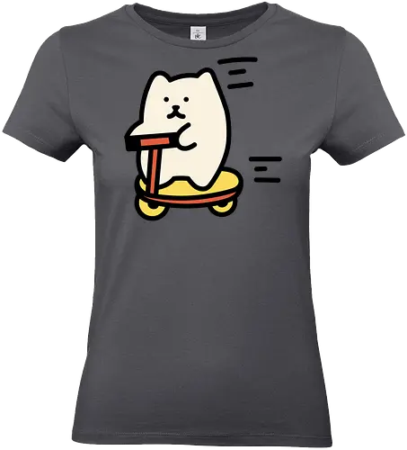 Weiße Katze reitet - Schnell, Geschwindigkeit, Katze, Weiß, Tier, Gelb, Glücklich, Schlafen, Niedlich, Katzen, Niedliche Katze, Niedliche Katzen, Voll, Fanart, Fahrten - Standard T-Shirt (Frauen)