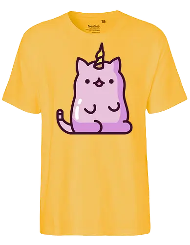Niedliche Einhornkatze - Kreatur, Land, Kawaii, Katze, Tier, Rosa, Horn, Niedlich, Einhorn, Mythisch, Entzückend, Fanart, Traum, Charmant - Fairtrade T-Shirt