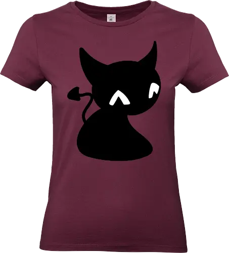 Niedliche Teufelskatze - Kalt, Gemütlich, Katze, Schwarz, Tier, Niedlich, Lustig, Freund, Pixel, Spaß, Fürsorge, Haustier, Teufel, Fanart, Warm - Standard T-Shirt (Frauen)