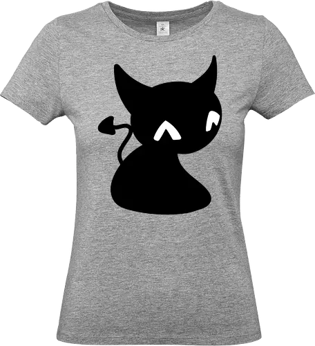 Niedliche Teufelskatze - Kalt, Gemütlich, Katze, Schwarz, Tier, Niedlich, Lustig, Freund, Pixel, Spaß, Fürsorge, Haustier, Teufel, Fanart, Warm - Standard T-Shirt (Frauen)