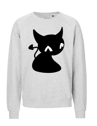 Niedliche Teufelskatze - Kalt, Gemütlich, Katze, Schwarz, Tier, Niedlich, Lustig, Freund, Pixel, Spaß, Fürsorge, Haustier, Teufel, Fanart, Warm - Fairtrade Sweatshirt