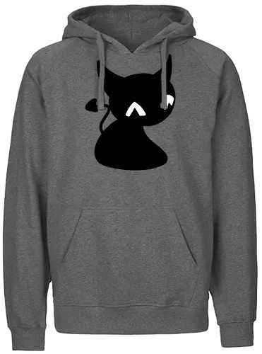 Niedliche Teufelskatze - Kalt, Gemütlich, Katze, Schwarz, Tier, Niedlich, Lustig, Freund, Pixel, Spaß, Fürsorge, Haustier, Teufel, Fanart, Warm - Fairtrade Hoodie