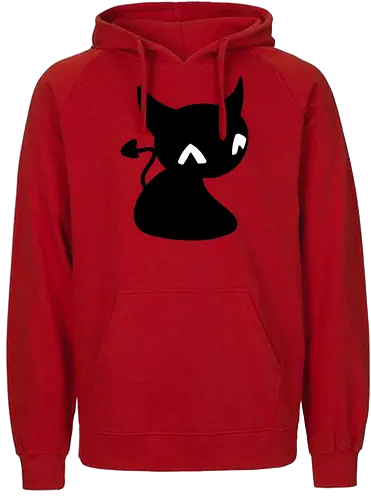 Niedliche Teufelskatze - Kalt, Gemütlich, Katze, Schwarz, Tier, Niedlich, Lustig, Freund, Pixel, Spaß, Fürsorge, Haustier, Teufel, Fanart, Warm - Fairtrade Hoodie