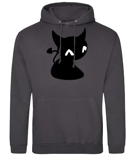 Niedliche Teufelskatze - Kalt, Gemütlich, Katze, Schwarz, Tier, Niedlich, Lustig, Freund, Pixel, Spaß, Fürsorge, Haustier, Teufel, Fanart, Warm - Standard Hoodie
