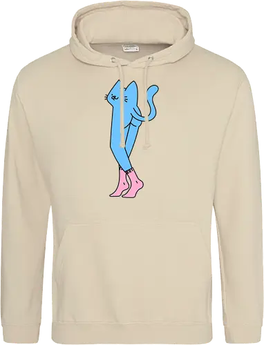 Verrückte blaue Katze mit langen Beinen