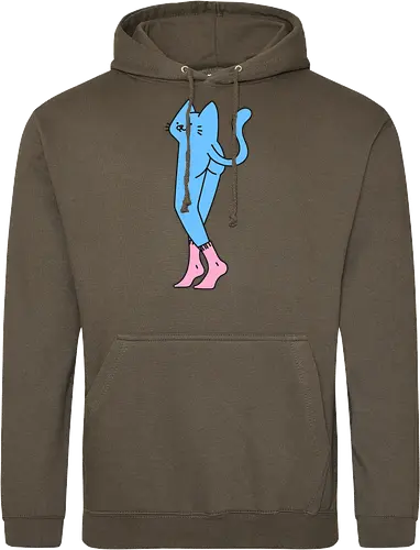 Verrückte blaue Katze mit langen Beinen