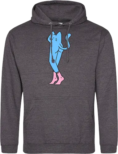 Verrückte blaue Katze mit langen Beinen